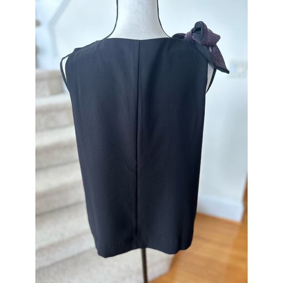 J.Crew Black Sleeveless Purple Sequin Shoulder Bow Tank - Picture 4 of 7